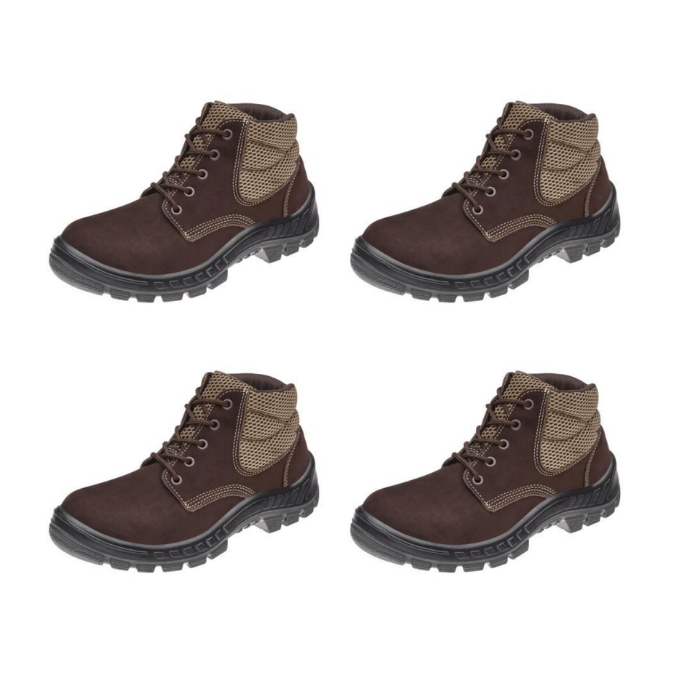 Bota de Segurança Couro Nobuck Bico PU Classe I (caixa com 4 pares)